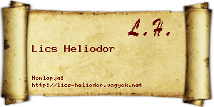 Lics Heliodor névjegykártya